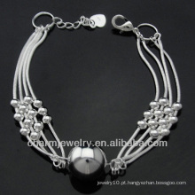 Moda 925 prata banhado pulseiras com charme BSS-030 bola